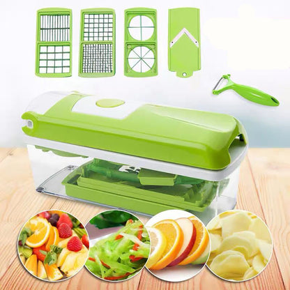 12pcs Multifunctional Vegetable Chopper Handle Food Grate Food Chopper Vegetable Slicer Dicer Cut Kitchen Gadgets