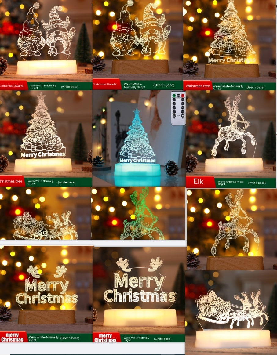 Christmas Decoration 3D Lamp Acrylic LED Night Lights New Year Valentines Day Christmas Kids Gift Christmas Ornaments