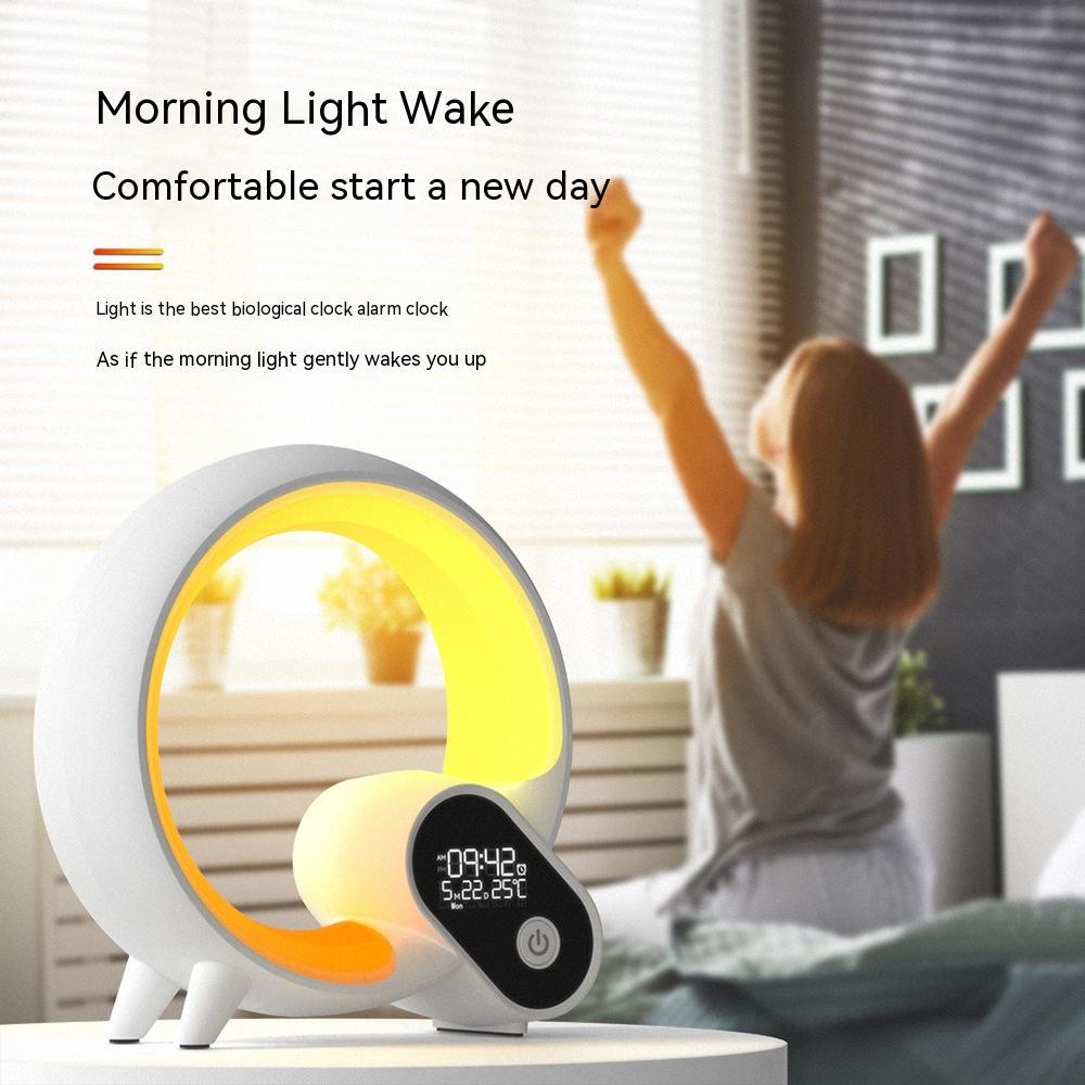 Creative Q Light Analog Sunrise digitālais displejs Modinātājs Bluetooth Audio Intelligent Wake-up Q krāsains atmosfēras gaisma