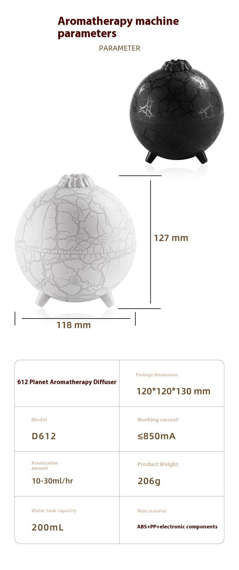 Creative Planet krāsains atmosfēras lampas USB mitrinātājs 200 ml ūdens tvertne var pievienot ēteriskās eļļas mājsaimniecības mini aromātu difuzoru