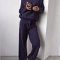 Casual Fashion Suits For Women Turtleneck Sweater And Drawstring Straight Pants