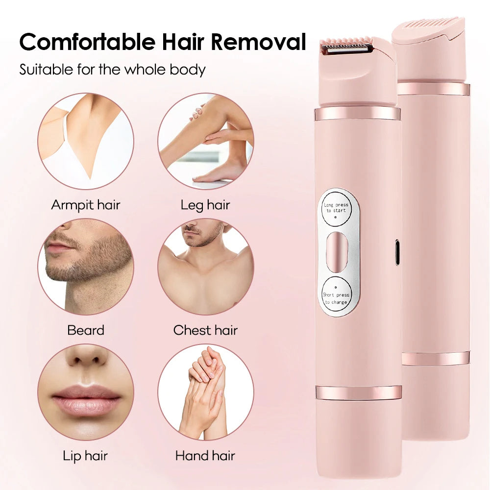 Dual-Head Electric Shaver Painless Women's Epilator Bikini Hair Removal Device Automatic Hair Trimmer Underarm Facial Lips Leg