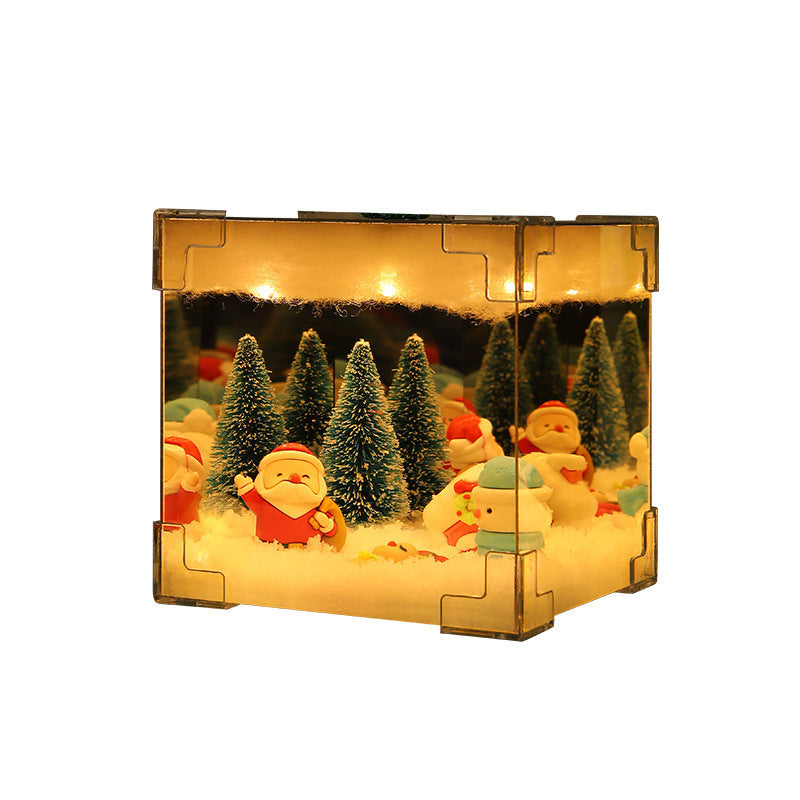 Christmas DIY Decorations Mirror And LED Cube Lamp 3D Santa Claus Snowman Tree Christmas Lights DIY Material Kit For Xmas Decor