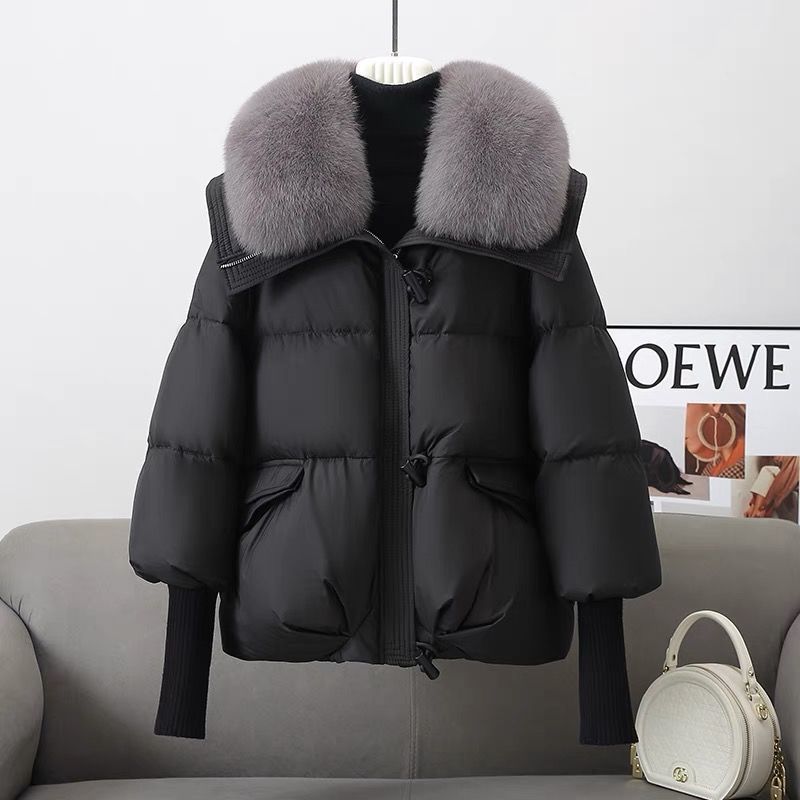 Down Cotton-padded Jacket Women's Short Fur Collar Thickened Coat Winter Clothing