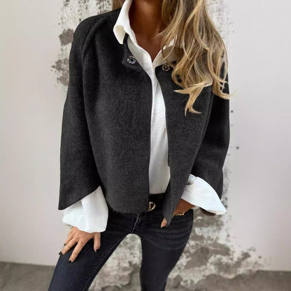 Women's Batwing Sleeve Cardigan Autumn And Winter Loose Short Cashmere Long Sleeve Coat