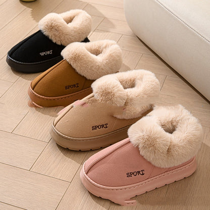 Cozy Plush Soft Slippers Shoes For Women Non-Slip Platform Shoes With Faux Fur Lining Mute Sole And Comfortable Fit For Indoor Wear