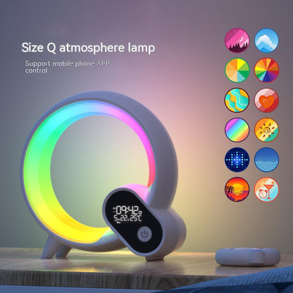 Creative Q Light Analog Sunrise digitālais displejs Modinātājs Bluetooth Audio Intelligent Wake-up Q krāsains atmosfēras gaisma